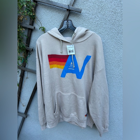 Aviator Nation Logo Relaxed Pullover Hoodie in Sand Unisex Size XL NWT - Picture 6 of 6